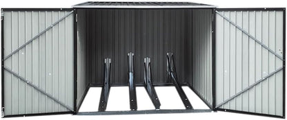 Galvanized Steel Bike Shed with Removable Gravity Locking Racks, Outdoor Bicycle Storage (D201X W196X H157M with 4 Racks)