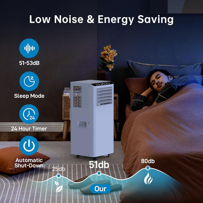 Portable Air Conditioner 12000 BTU, Cool Heat Dehumidify Fan, Energy Saving AC for Bedroom Office, Remote Control, Sleep Mode, Quiet Operation with Window Kit