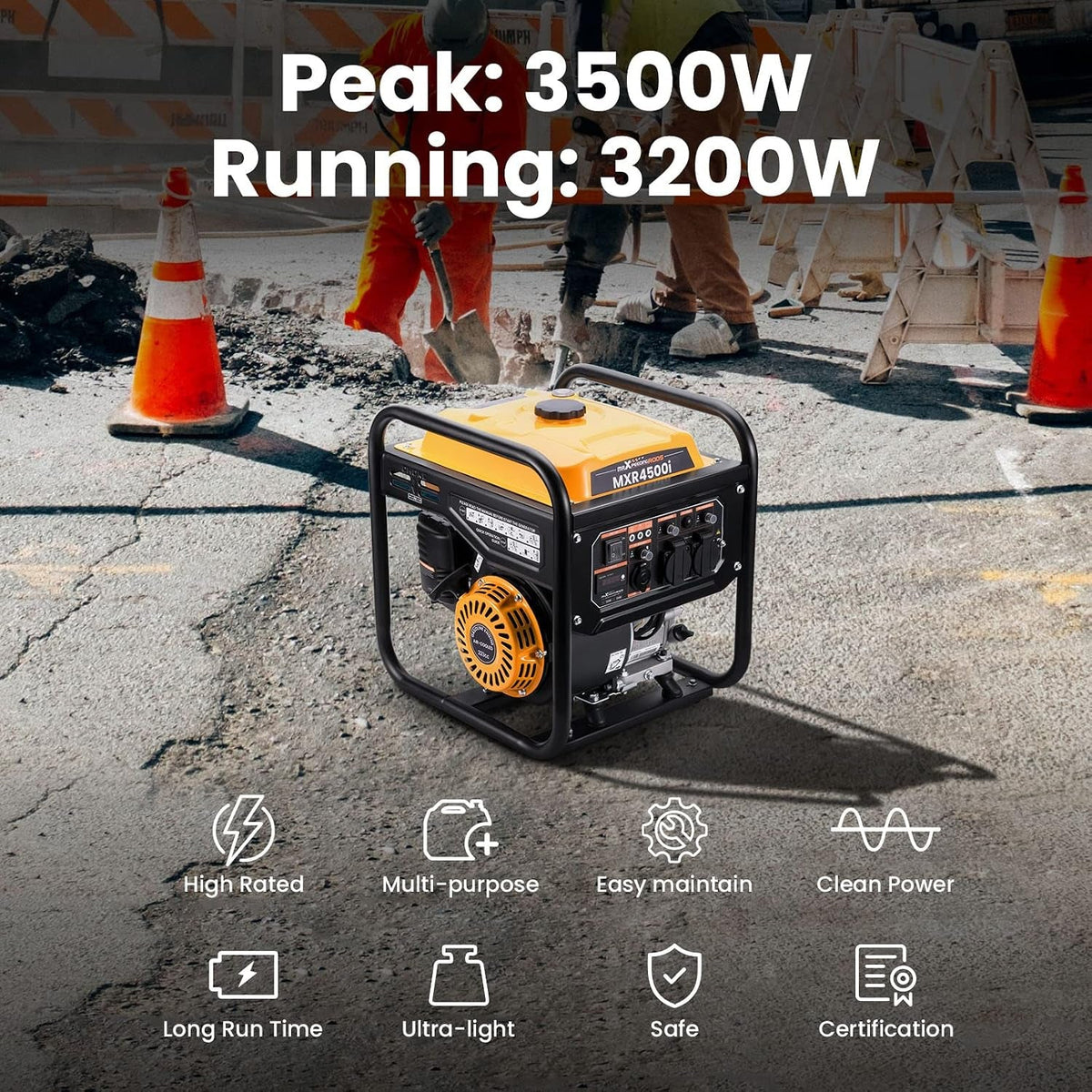 3500W Petrol Inverter Generator Portable 4-Stroke 223Cc