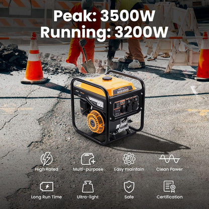 3500W Petrol Inverter Generator Portable 4-Stroke 223Cc