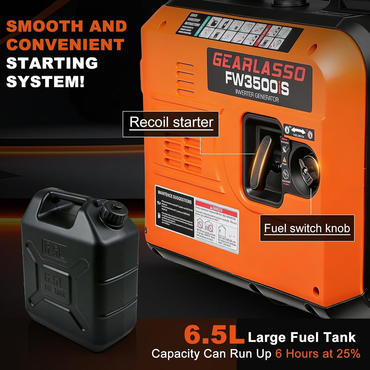 3300W Portable Inverter Generator Powered Ultra-Quiet 4-Stroke 145Cc