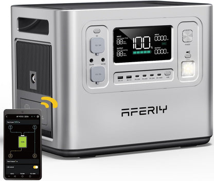 2400W 2048Wh Portable Power Station,13 Outputs Solar Generator Control via App, Lifepo4 Battery Quick Charge in 1.5H, 240V AC Outlets for Home Emergency/Camping/Rv, P210,Silver