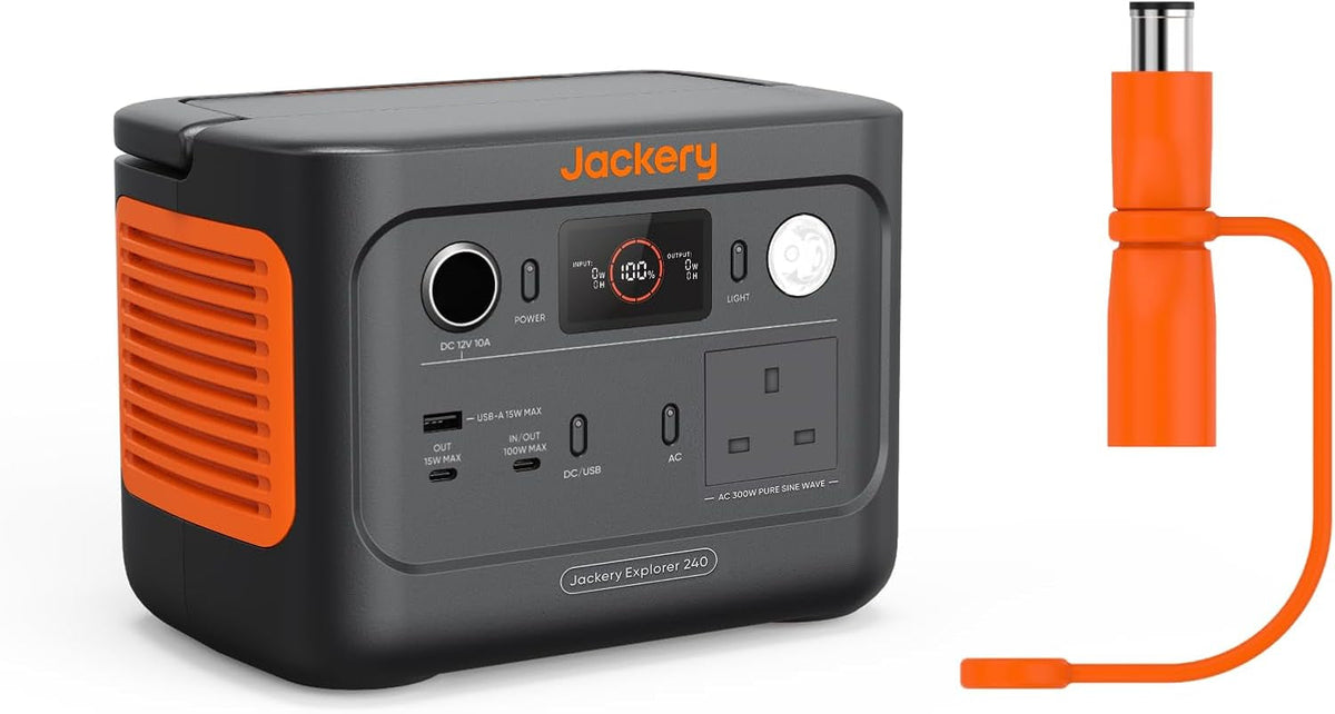 Explorer 240 V2, 256Wh Power Station with DC8020 to USB-C Adapter