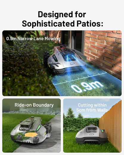 YUKA Mini 700 Robot Lawn Mower, Perimeter Wire Free, Recommended for 700 M², Maximum 1100 M², 3D AI Vision, 45% Slope Capability, Automatic Mapping