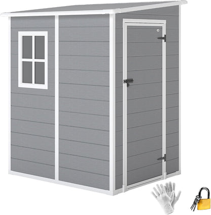 4 X 5FT Plastic Garden Shed with Floor Window Vent Grey