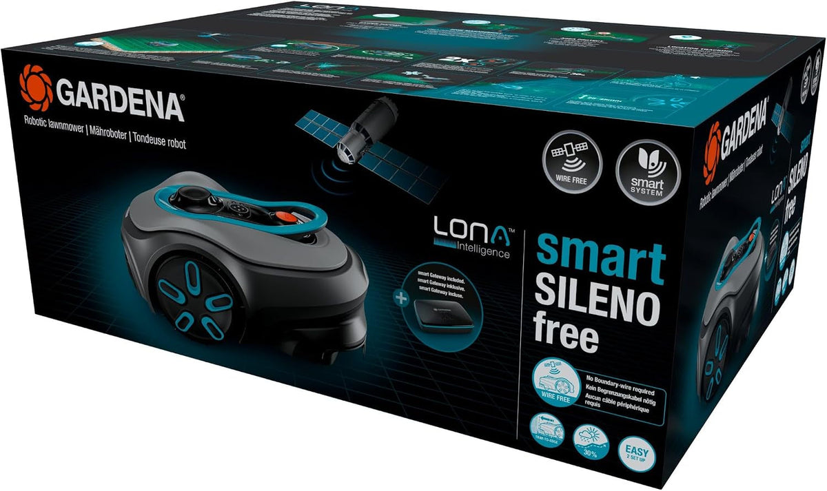Smart SILENO Free Set 1200 M² Robotic Lawnmower, Wireless, for Lawns up to 1200 M², LONA Intelligence, without Boundary Wire, Quiet Operation, Intelligent Mower with App Control (19923-28)
