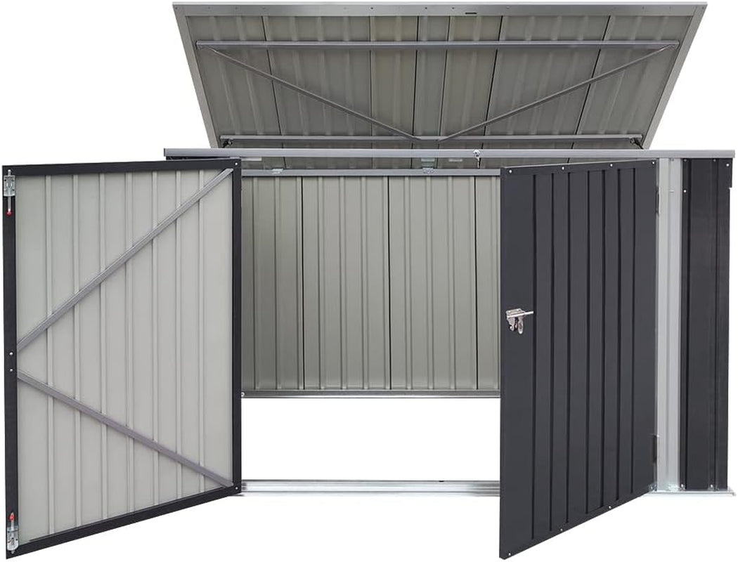 Garden Storage Shed Bike Metal Pent Tool Shed House Galvanized Steel Can Put 3-4 Bicycles (D105X W210X H130Cm)