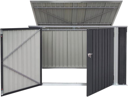 Garden Storage Shed Bike Metal Pent Tool Shed House Galvanized Steel Can Put 3-4 Bicycles (D105X W210X H130Cm)