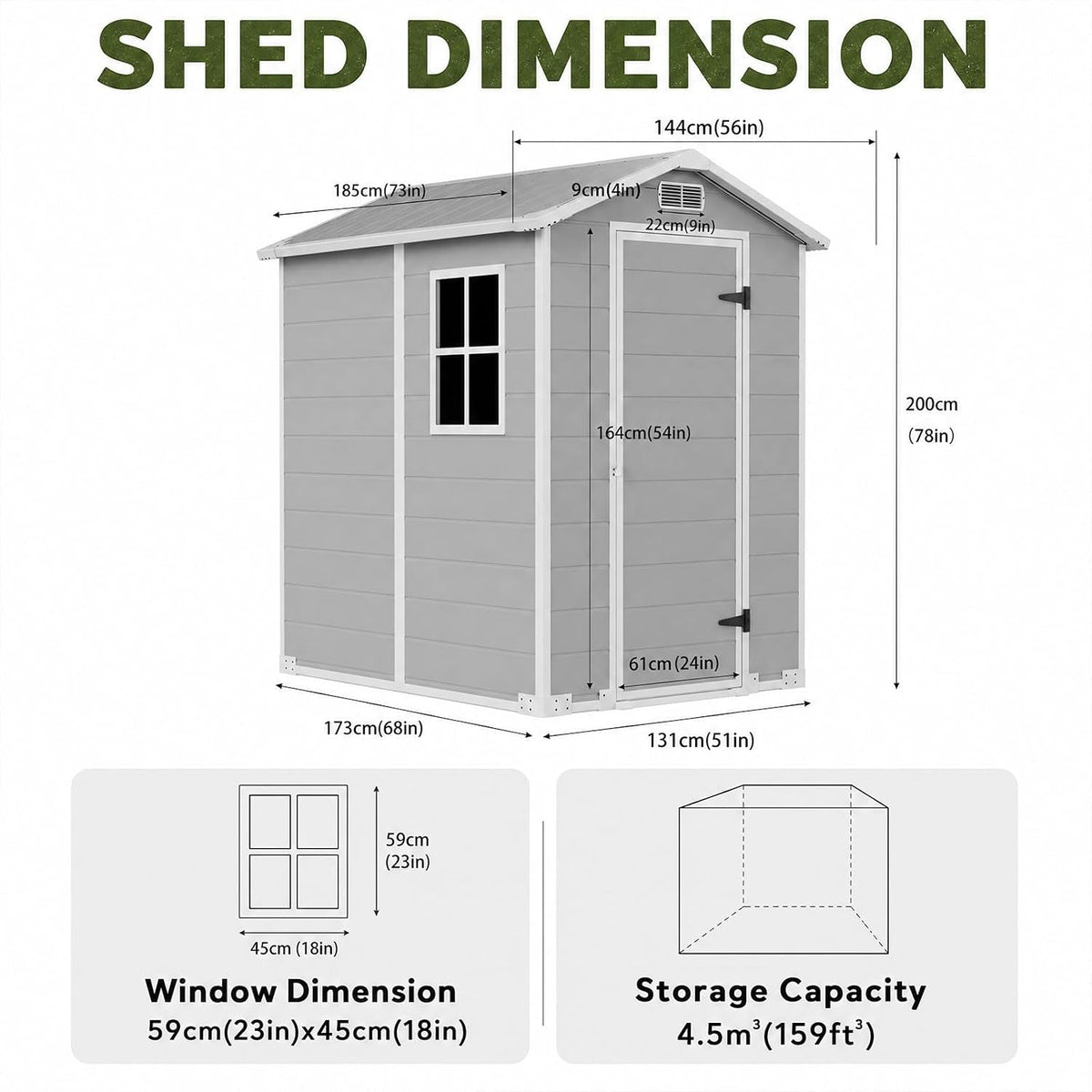 4X6Ft Plastic Shed with Floor& Easy Ramp, Waterproof,Resin Storage