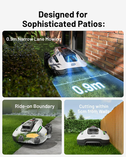 YUKA Mini 500 Robot Lawn Mower, Perimeter Wire Free, Recommended for 500 M², Maximum 700 M²,3D AI Vision, 45% Slope Capability, Automatic Mapping, Equipped with 4G Module