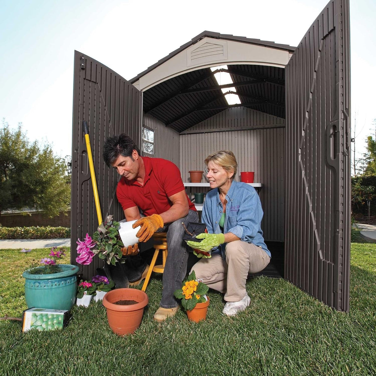 60190 7 X 7Ft Heavy Duty Plastic Shed, Beige