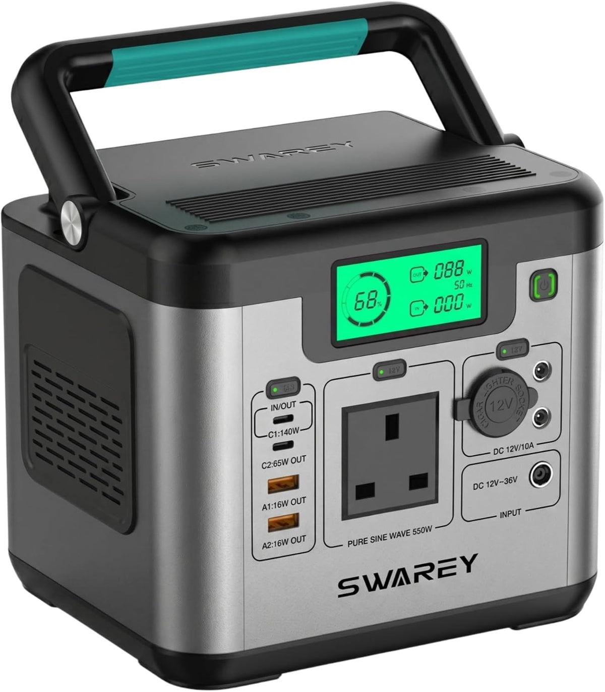 Portable Power Station S550, 555Wh Solar Generator with 550W (Peak 1100W) Pure Sine Wave AC, PD 140W Two-Way Fast Charging USB-C, Emergency Power Supply for Outdoor Camping RV Home