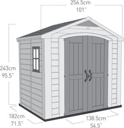 Factor 8 X 6 Ft Outdoor Storage Shed, Beige/Brown