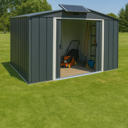 ECO 10 X 8 (7.80 M2) Metal Garden Storage Shed, Hot-Dipped Galvanized Metal Shed, Tool Storage Shed, Strong Reinforced Roof Structure, Maintenance-Free Metal Shed, Anthracite