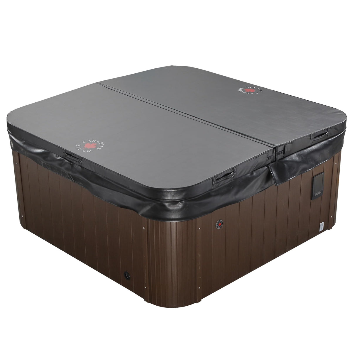 CANADIAN SPA CO. London AI Hot Tub | 6-Person 44-Jet | 213 x 213 cm Square, with Cover, LED Lighting, Heating and 44 Hydrotherapy massage Jets, Year-Round Use