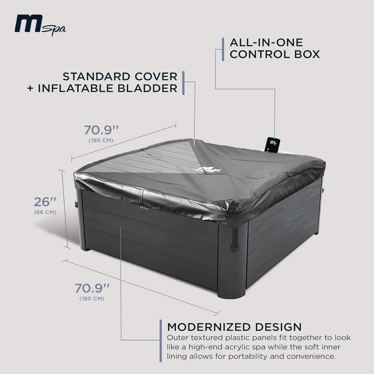 MSpa Oslo Sapphire 4-6 Person Portable Modular Hot Tub - Wi-Fi Controlled 13A Plug & Play (New 2026 Model) Exterior LED Colour Lighting 160x160x65cm 120 Massage Jets All Year Use - DIY Setup