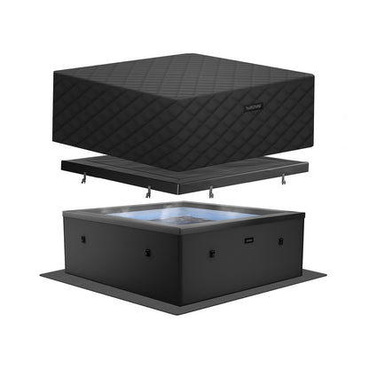 Wave Garda 4 Person Eco Foam Hot Tub | Portable Outdoor Spa with Integrated Heater, 40°C Rapid Heating & WiFi App Control | 70 BubbleJet Massage, FrostFree | Charcoal Black | EnergySave Bundle