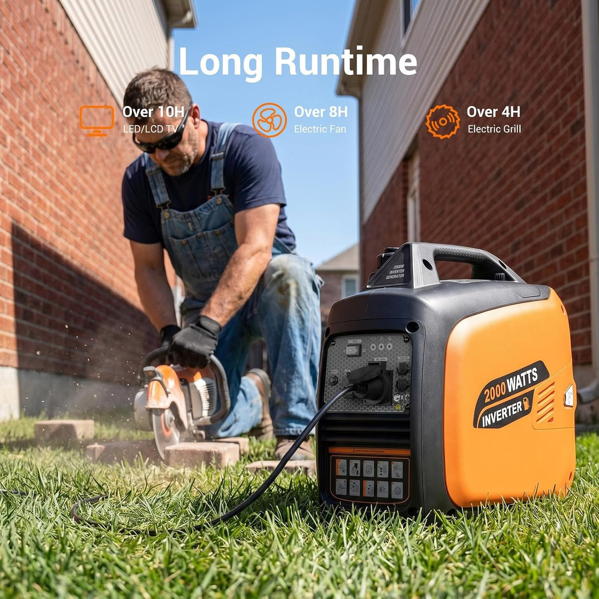 2400W Petrol Inverter Generator, Silent Portable for Camping