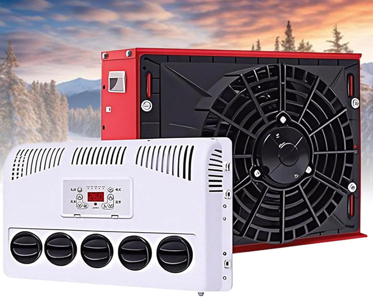 Truck Cab Air Conditioner Split, 11000 BTU Cooling Rapidly Split AC Air Conditioner, 12V/24V Air Conditioner for Semi Trucks Car Bus RV Caravan Black-24V