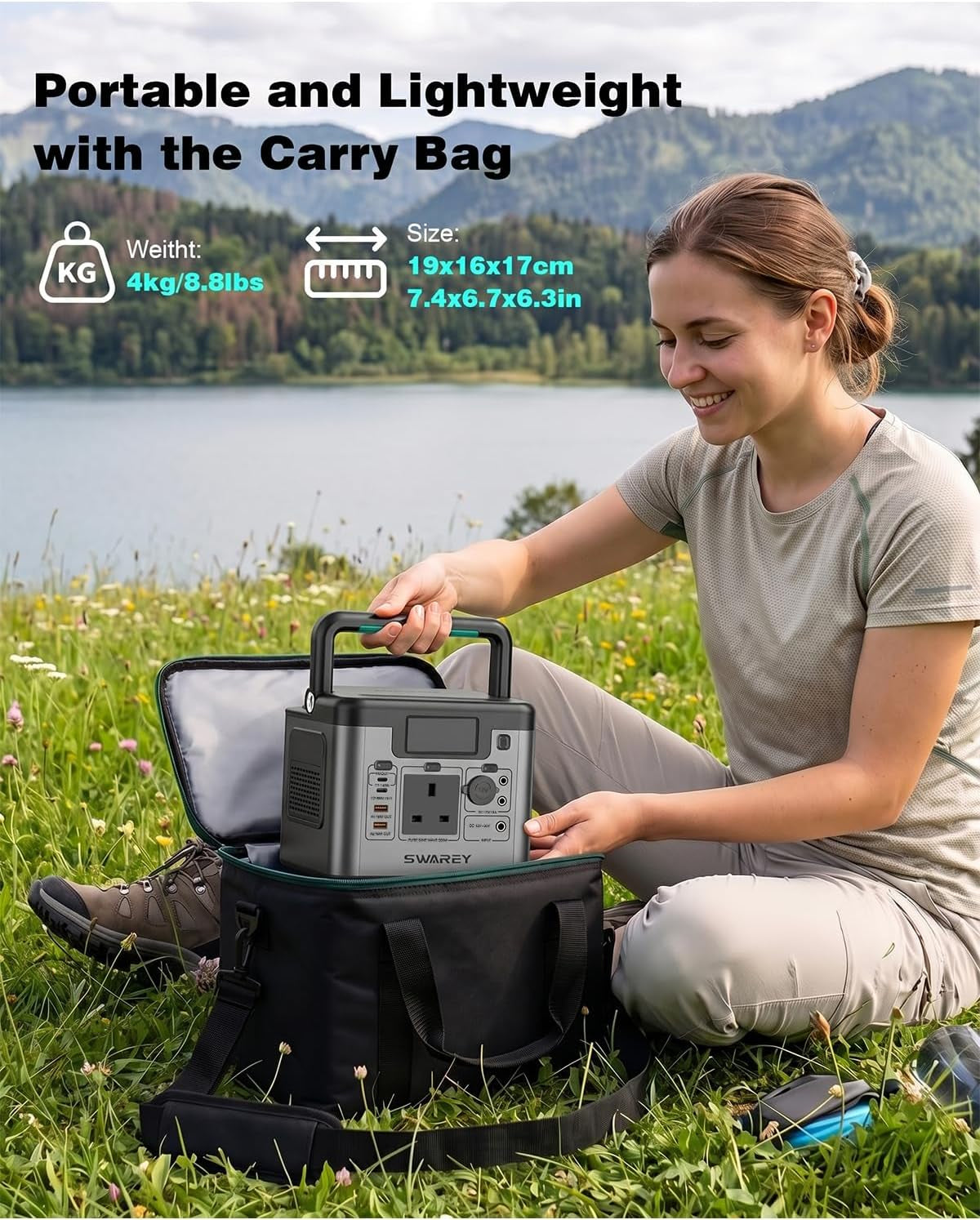 Portable Power Station S550, 555Wh Solar Generator with 550W (Peak 1100W) Pure Sine Wave AC, PD 140W Two-Way Fast Charging USB-C, Emergency Power Supply for Outdoor Camping RV Home