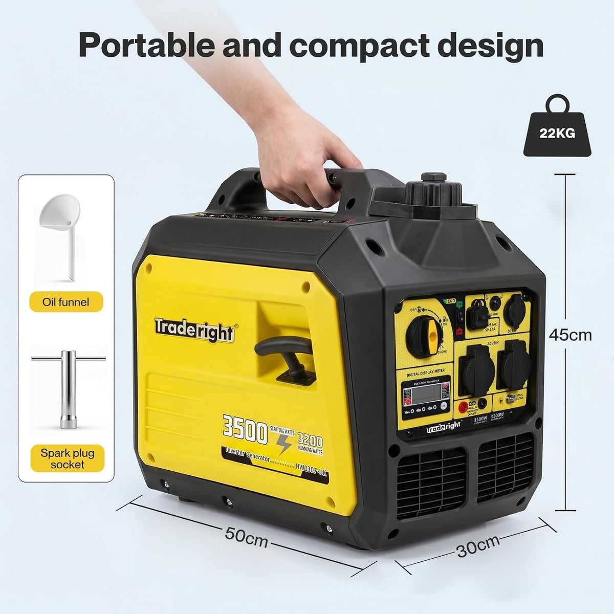 Tradreright 3500W Portable Inverter Generator Petrol Generator, 4 Stroke Silent Pure Sine Wave Generator for Camping, RV Travel, Home, or Job Sites