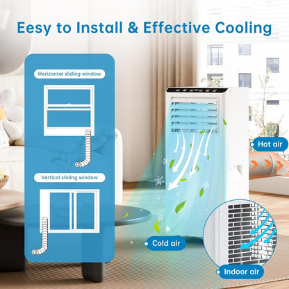 Portable Air Conditioner 12000 BTU, Cool Heat Dehumidify Fan, Energy Saving AC for Bedroom Office, Remote Control, Sleep Mode, Quiet Operation with Window Kit