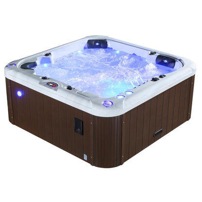 CANADIAN SPA CO. London AI Hot Tub | 6-Person 44-Jet | 213 x 213 cm Square, with Cover, LED Lighting, Heating and 44 Hydrotherapy massage Jets, Year-Round Use