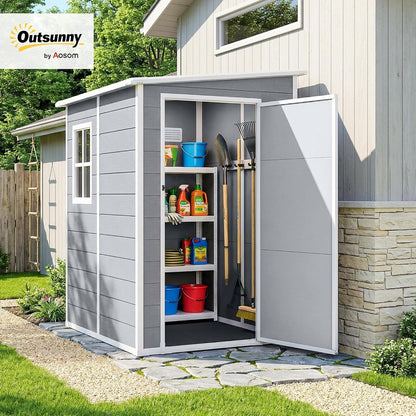 4 X 5FT Plastic Garden Shed with Floor Window Vent Grey