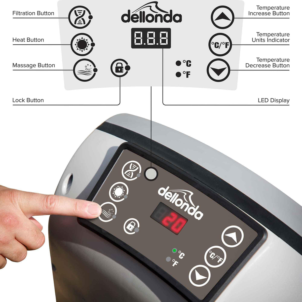 Dellonda 2-4 Person Inflatable Hot Tub Spa with Smart Pump - Rattan Effect - DL90