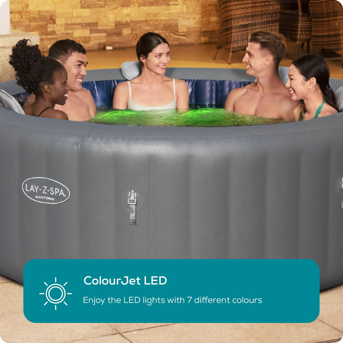 Lay-Z-Spa Santorini Round Hot Tub, 5-7 Person, Wifi App Control