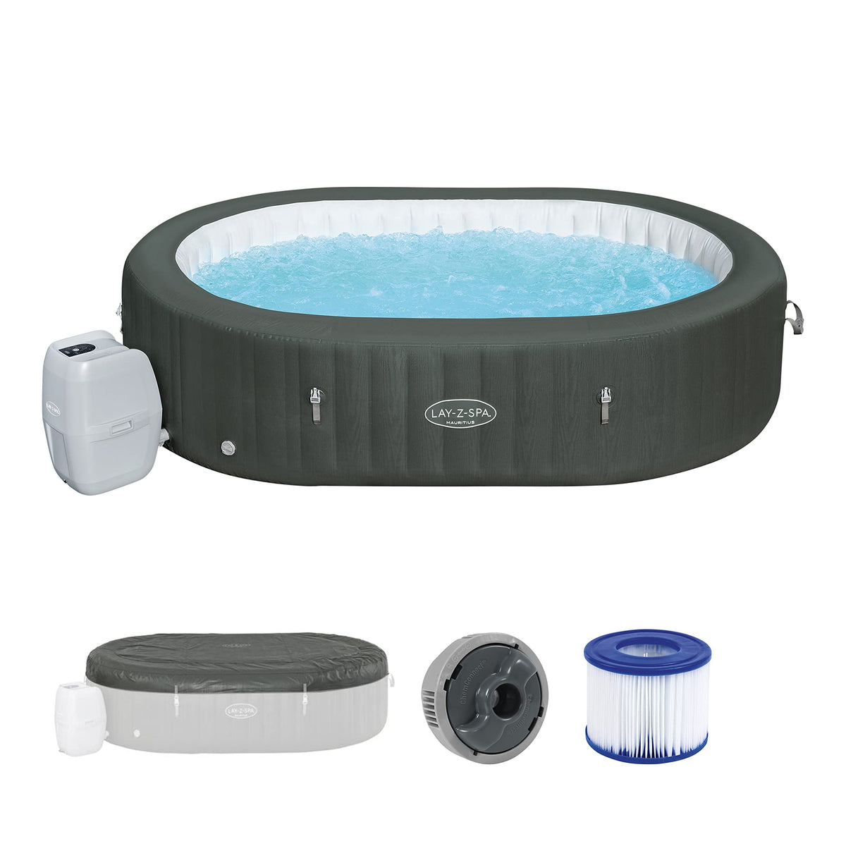 Lay-Z-Spa Mauritius AirJet Oval Hot Tub, 5-7 Person, Wifi App Control