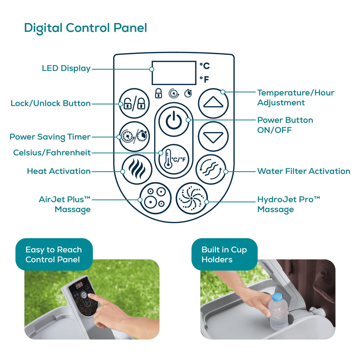 Lay-Z-Spa Maldives Square Hot Tub, 5-7 Person, Wifi App Control
