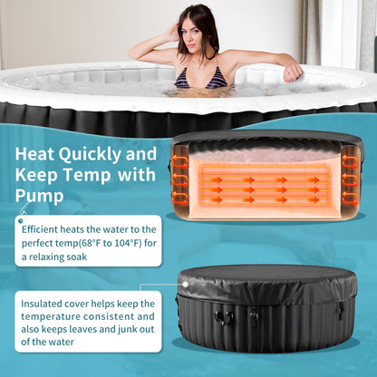 Obqer Inflatable Hot Tub 4 Person, 2400W Blow Up Hot Tubs, 71x71x25 Inch