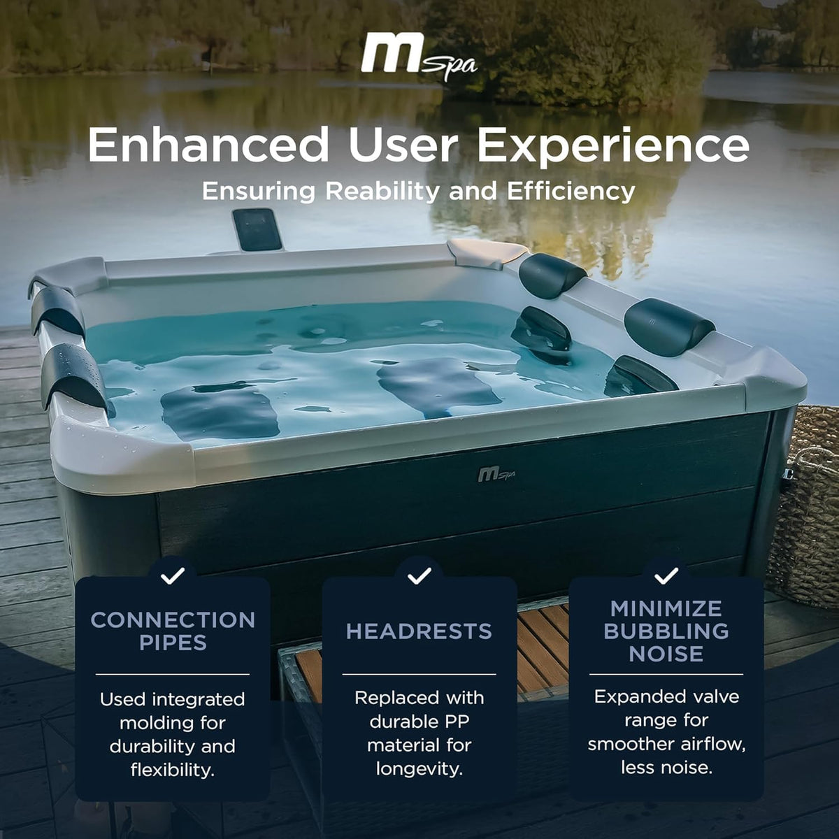 MSpa Oslo Sapphire 4-6 Person Portable Modular Hot Tub - Wi-Fi Controlled 13A Plug & Play (New 2026 Model) Exterior LED Colour Lighting 160x160x65cm 120 Massage Jets All Year Use - DIY Setup