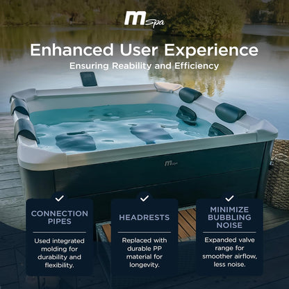 MSpa Oslo Sapphire 4-6 Person Portable Modular Hot Tub - Wi-Fi Controlled 13A Plug & Play (New 2026 Model) Exterior LED Colour Lighting 160x160x65cm 120 Massage Jets All Year Use - DIY Setup