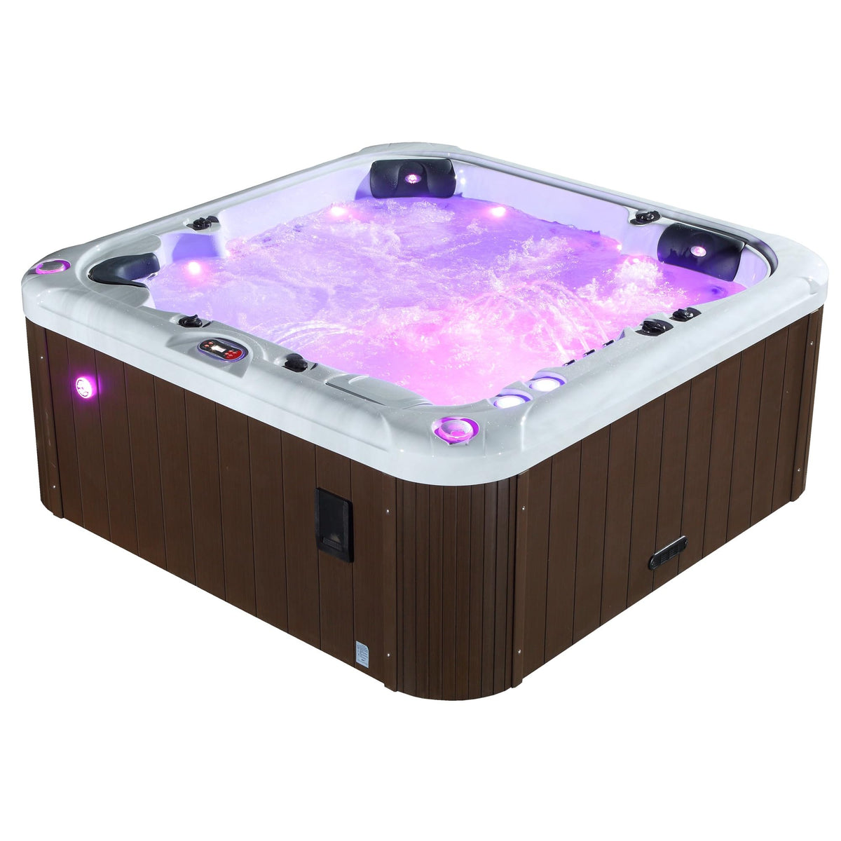 CANADIAN SPA CO. London AI Hot Tub | 6-Person 44-Jet | 213 x 213 cm Square, with Cover, LED Lighting, Heating and 44 Hydrotherapy massage Jets, Year-Round Use