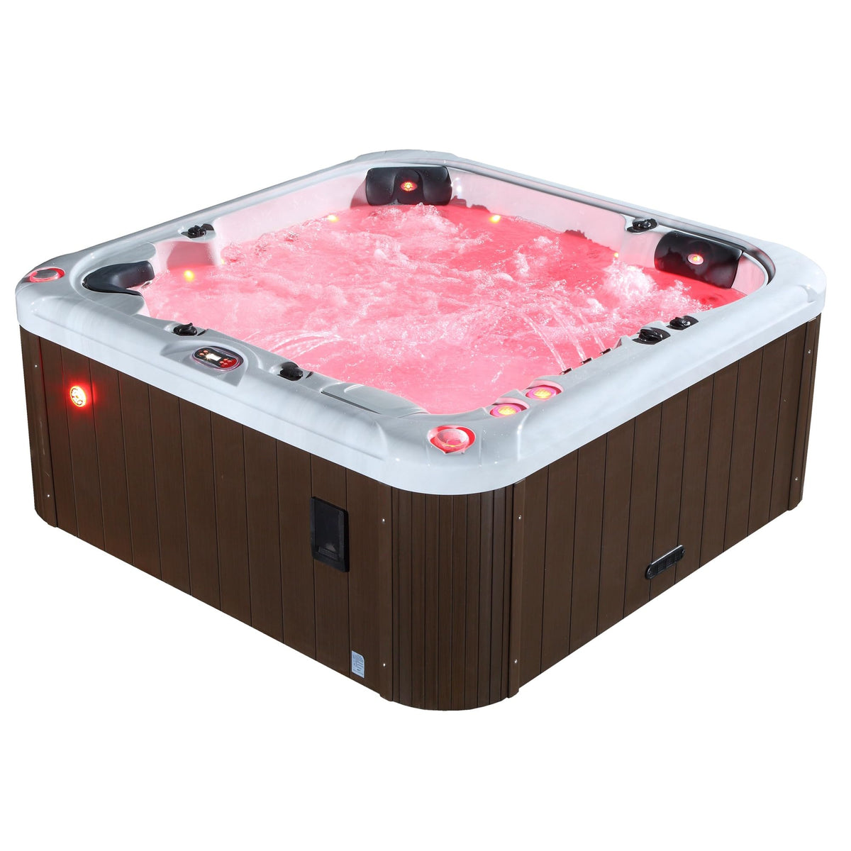 CANADIAN SPA CO. London AI Hot Tub | 6-Person 44-Jet | 213 x 213 cm Square, with Cover, LED Lighting, Heating and 44 Hydrotherapy massage Jets, Year-Round Use