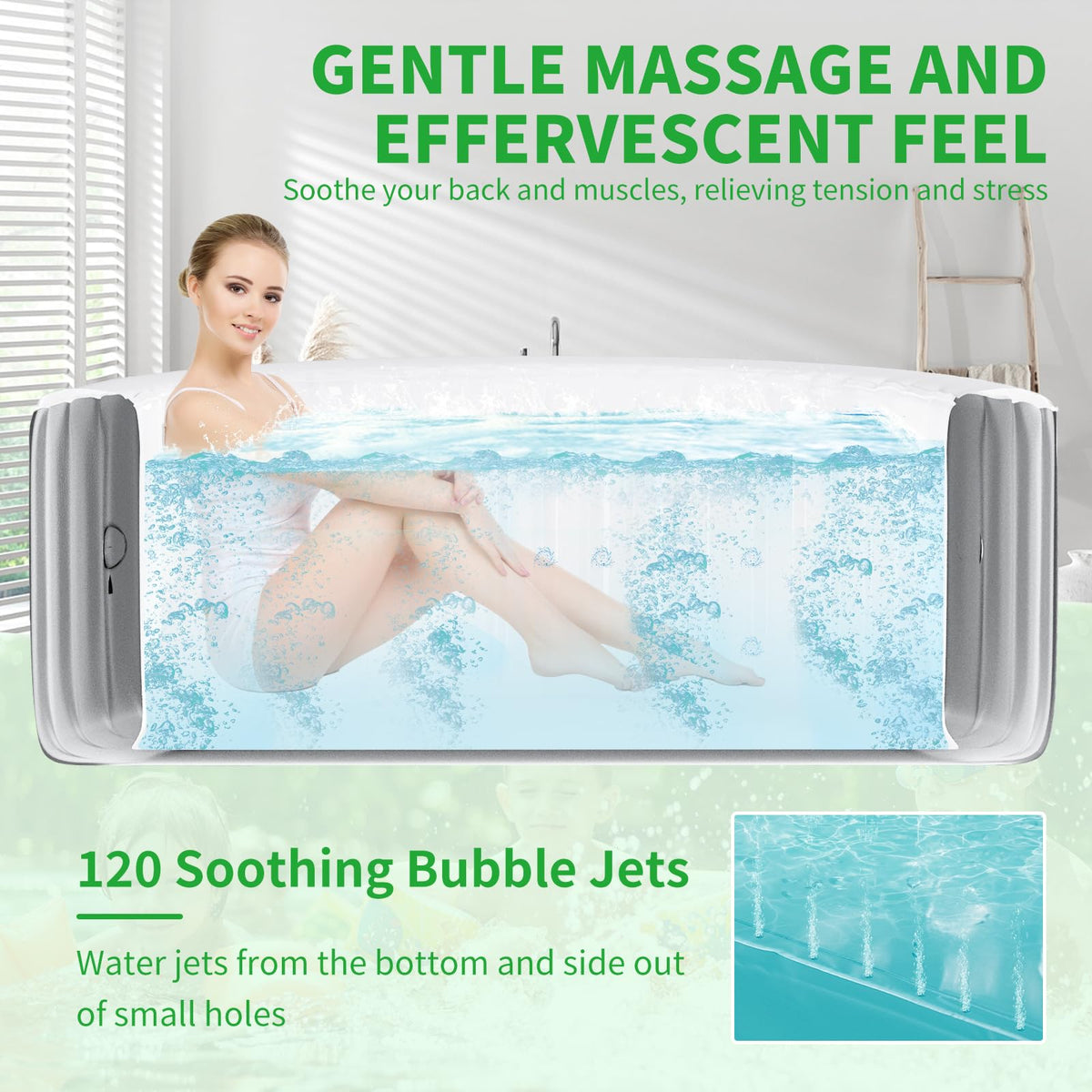 Obqer Inflatable Hot Tub 4 Person, 2400W Blow Up Hot Tubs, 71x71x25 Inch