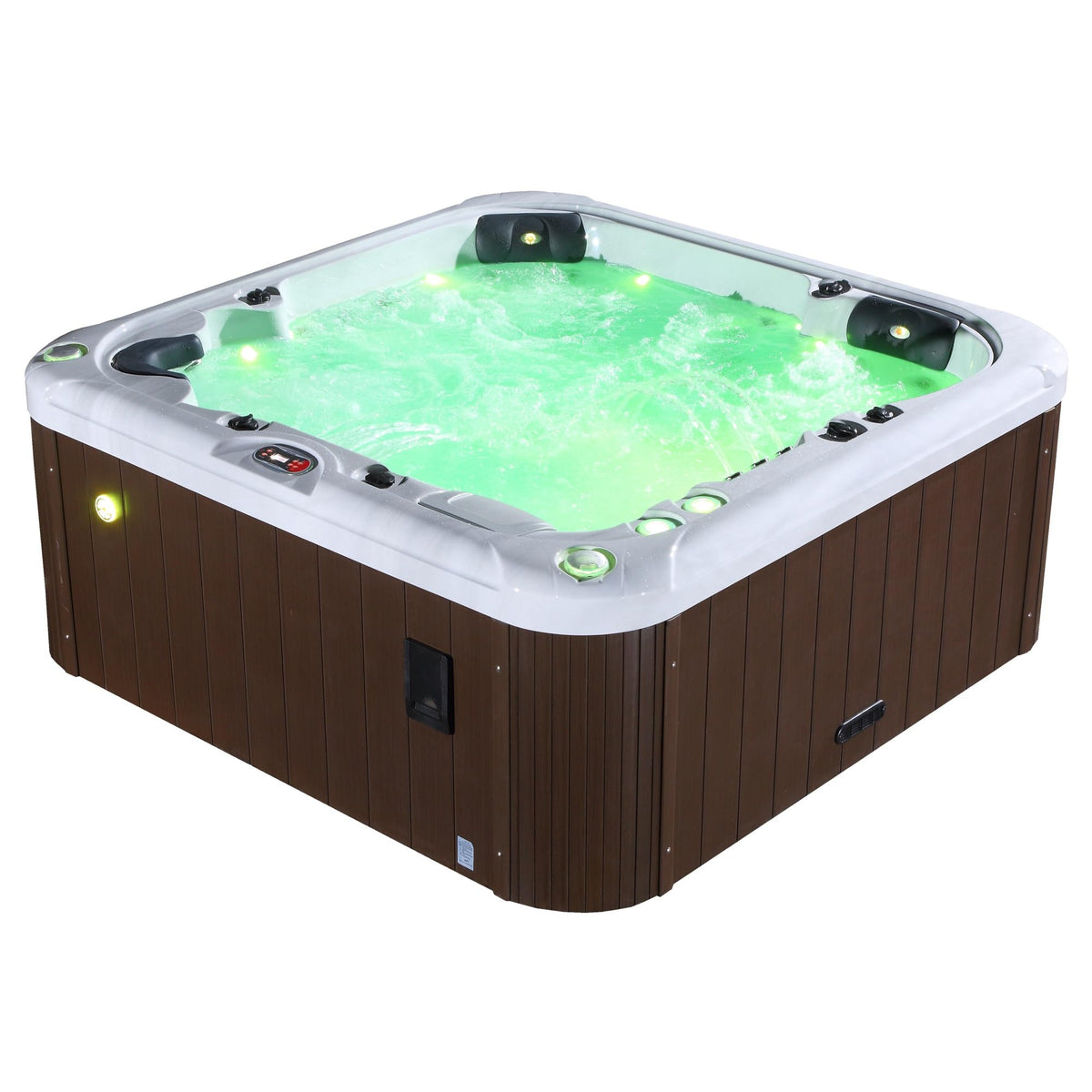 CANADIAN SPA CO. London AI Hot Tub | 6-Person 44-Jet | 213 x 213 cm Square, with Cover, LED Lighting, Heating and 44 Hydrotherapy massage Jets, Year-Round Use
