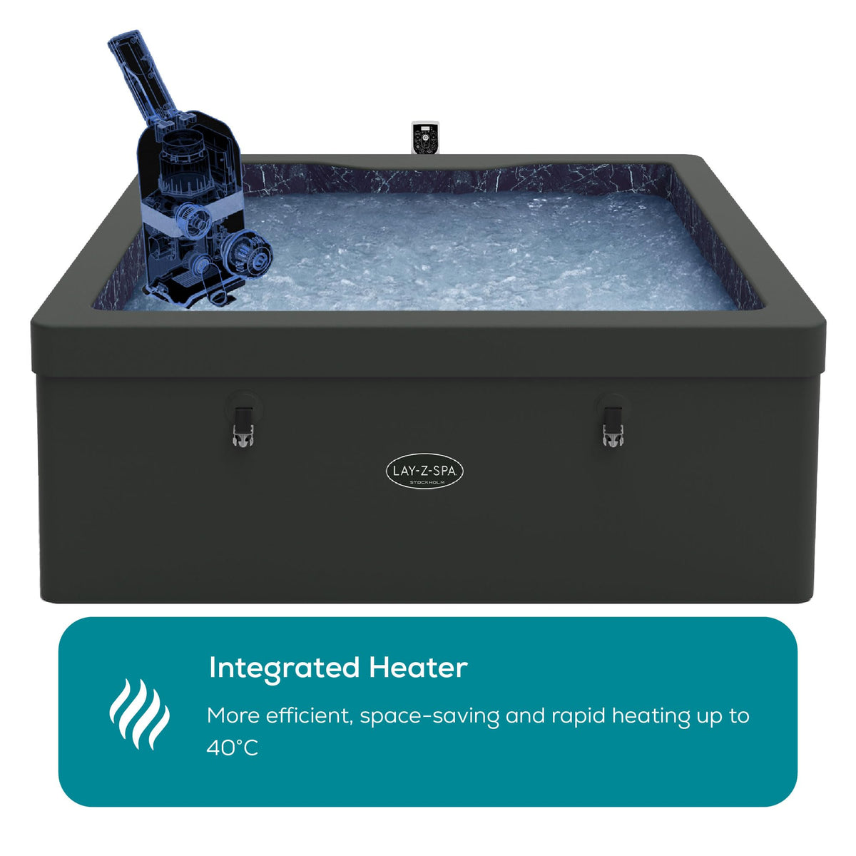 Lay-Z-Spa Stockholm Square Hot Tub, 4-6 Person, Wifi App Control