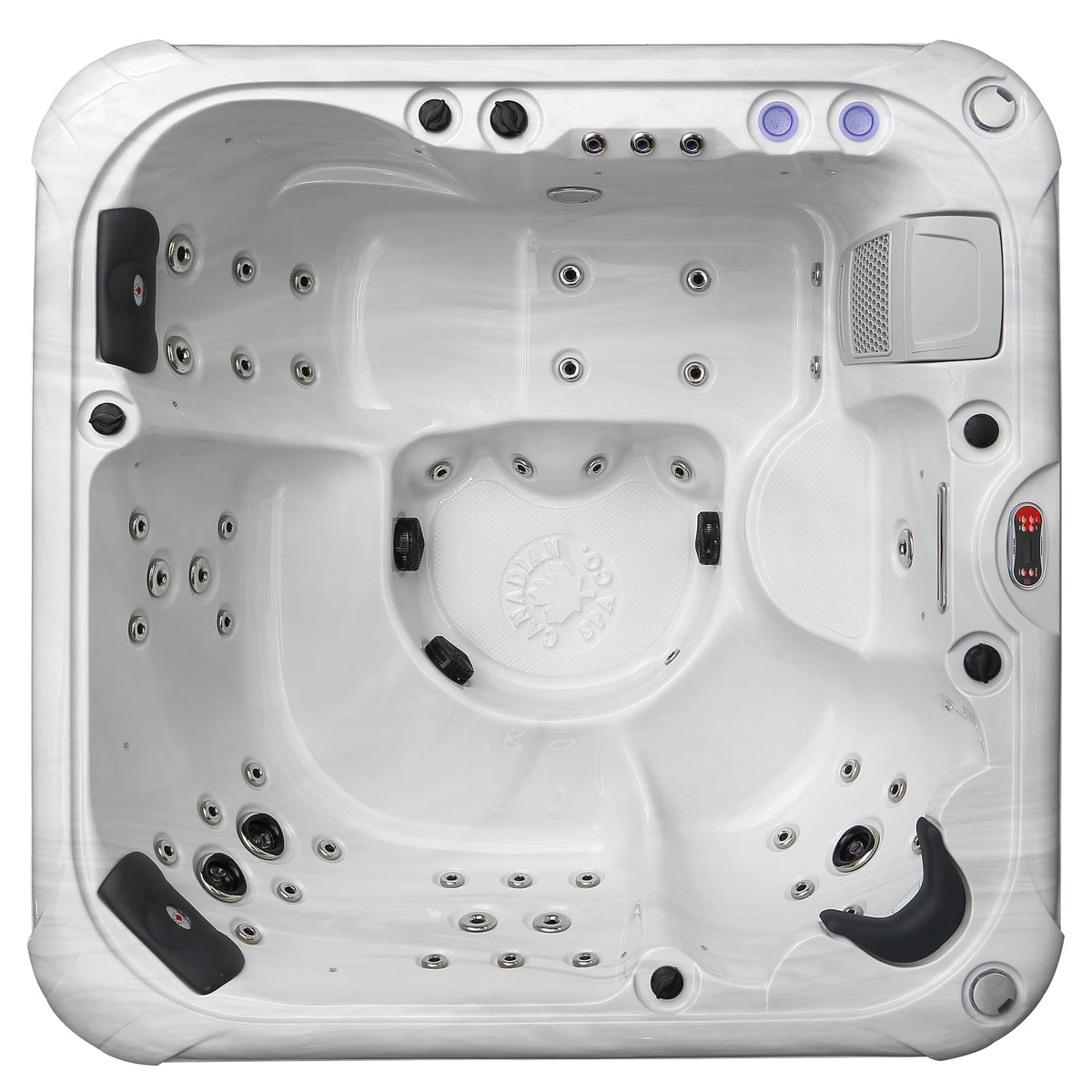 CANADIAN SPA CO. London AI Hot Tub | 6-Person 44-Jet | 213 x 213 cm Square, with Cover, LED Lighting, Heating and 44 Hydrotherapy massage Jets, Year-Round Use