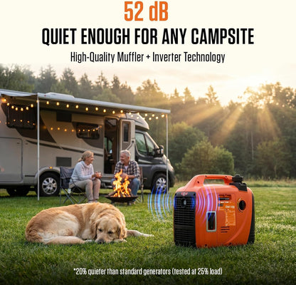 1200W Petrol Inverter Generator, Silent Portable for Camping, Home