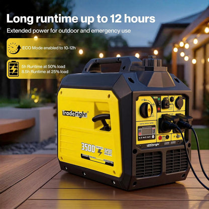 Tradreright 3500W Portable Inverter Generator Petrol Generator, 4 Stroke Silent Pure Sine Wave Generator for Camping, RV Travel, Home, or Job Sites