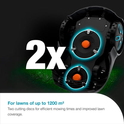 Smart SILENO Free Set 1200 M² Robotic Lawnmower, Wireless, for Lawns up to 1200 M², LONA Intelligence, without Boundary Wire, Quiet Operation, Intelligent Mower with App Control (19923-28)