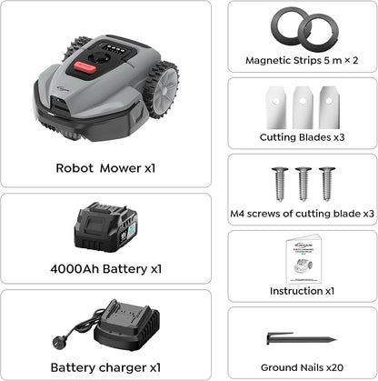 V3 Robot Lawn Mower with Vision Navigation, 150+ Obstacle Detection and App Control, 50 Db Quiet, with Spiral Mowing Mode and Rain Sensor, Robotic Lawn Mower for Small to Medium‑Sized Gardens