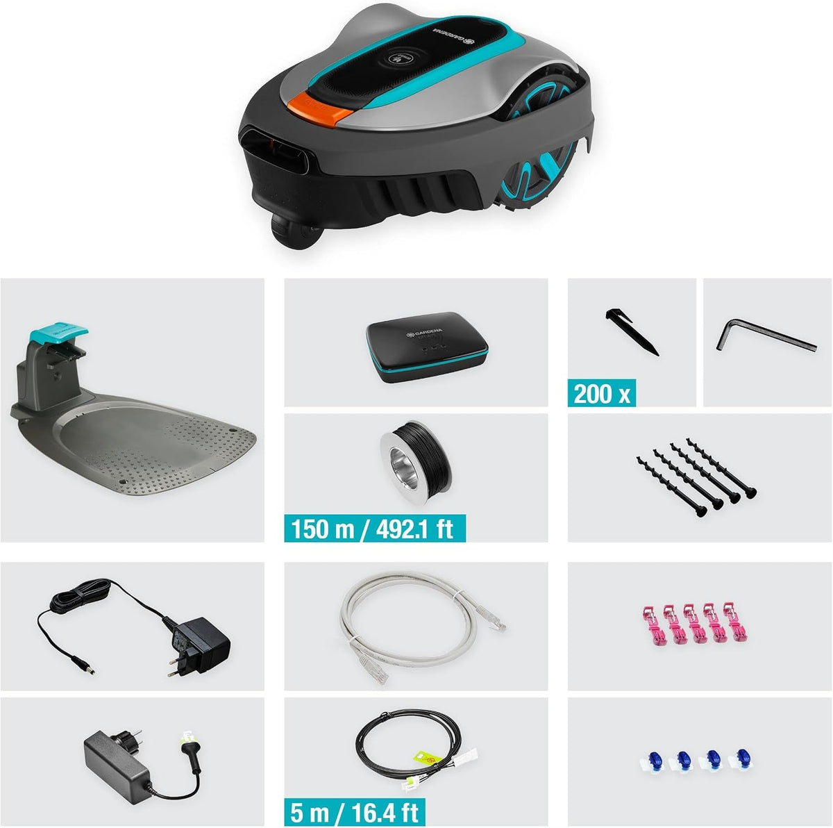 Robotic Lawnmower Smart SILENO City 400 M² Set: Innovative LONA AI Technology, Control via App, Sensorcontrol, for Slopes up to 35 per Cent, Incl. Smart Gateway, UK Plug (19605-68)