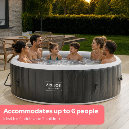 Arebos Hot Tub | Self-inflating | Indoor & Outdoor | 6 people | ⌀ 208 cm | LED light strip | 130 massage jets | 1000 liters | Includes cover | Bubble Spa & Wellness Massage