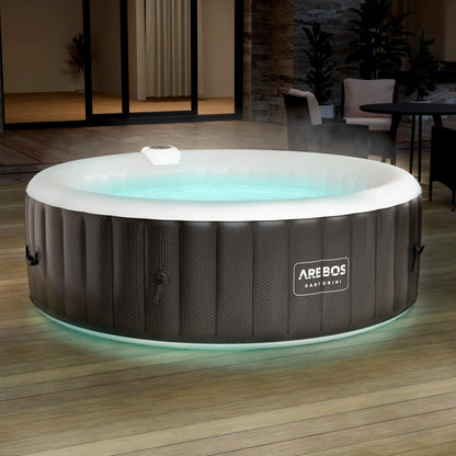 Arebos Hot Tub | Self-inflating | Indoor & Outdoor | 6 people | ⌀ 208 cm | LED light strip | 130 massage jets | 1000 liters | Includes cover | Bubble Spa & Wellness Massage