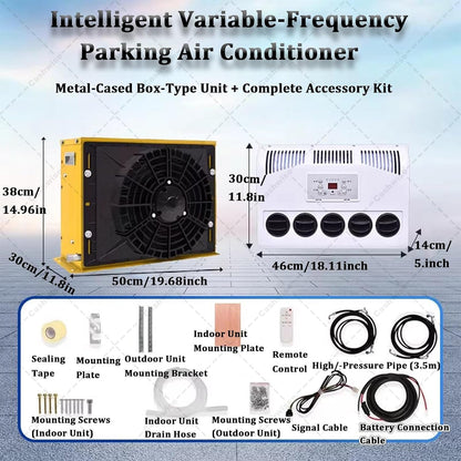 RV Air Conditioner Kit, 450M³/H Air Volume, Silent Fast Cooling for Semi-Trailer Trucks, Buses, Rvs, Caravans, Excavators