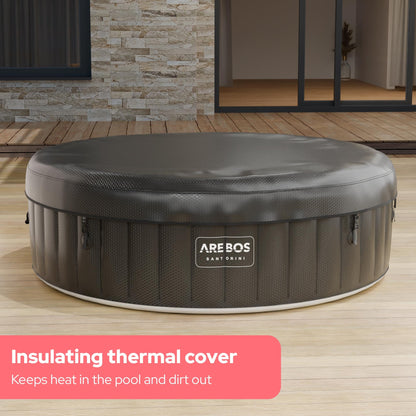 Arebos Hot Tub | Self-inflating | Indoor & Outdoor | 6 people | ⌀ 208 cm | LED light strip | 130 massage jets | 1000 liters | Includes cover | Bubble Spa & Wellness Massage